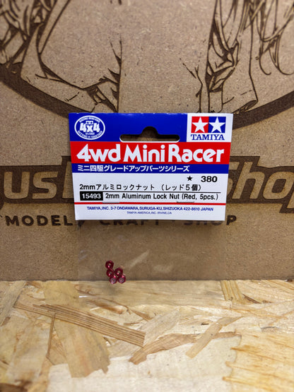 Tamiya 15493 2mm Aluminum Lock Nut (Red) 5pcs – Mini 4WD Upgrade