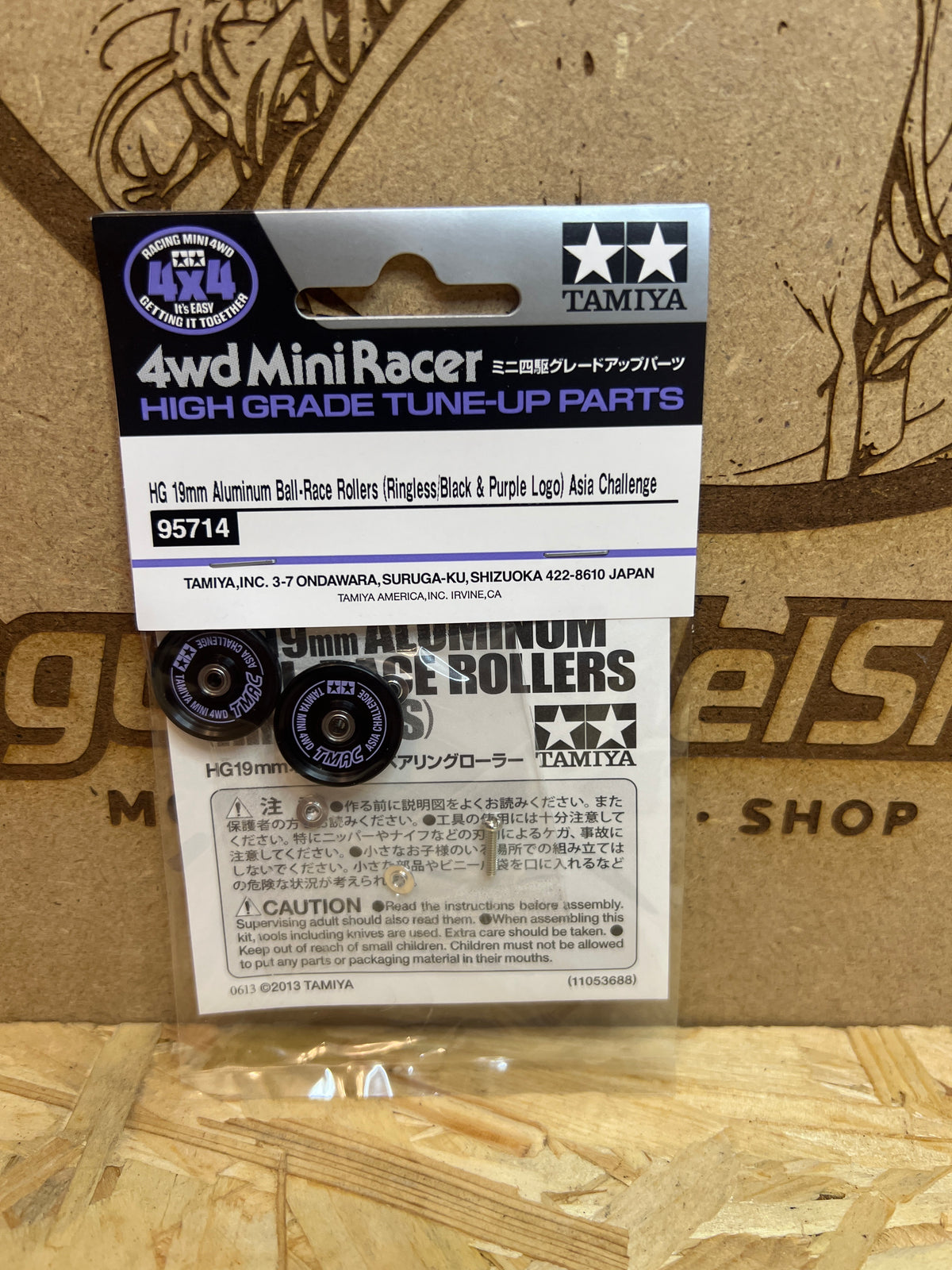 Tamiya 95714 – Rotelle Alluminio 19 mm Nere/Viola – Mini 4WD