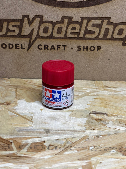 Vernice acrilica Tamiya X-7 Red (lucida) formato 10 ml. Ideale per modellismo statico, Gunpla, auto e Mini 4WD. X 7