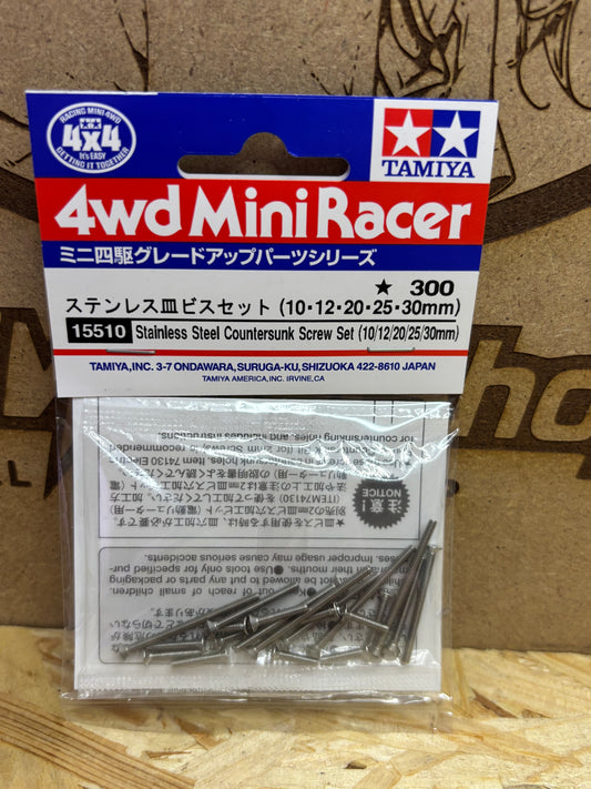 Tamiya Stainless Steel Countersunk Screw Set 10/12/20/25/30mm Mini 4WD 15510
