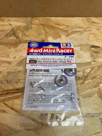 Tamiya 15251 – Rotelle in Alluminio 19 mm con Anello in Plastica – Mini 4WD