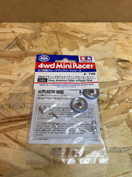 Tamiya 15251 – Rotelle in Alluminio 19 mm con Anello in Plastica – Mini 4WD
