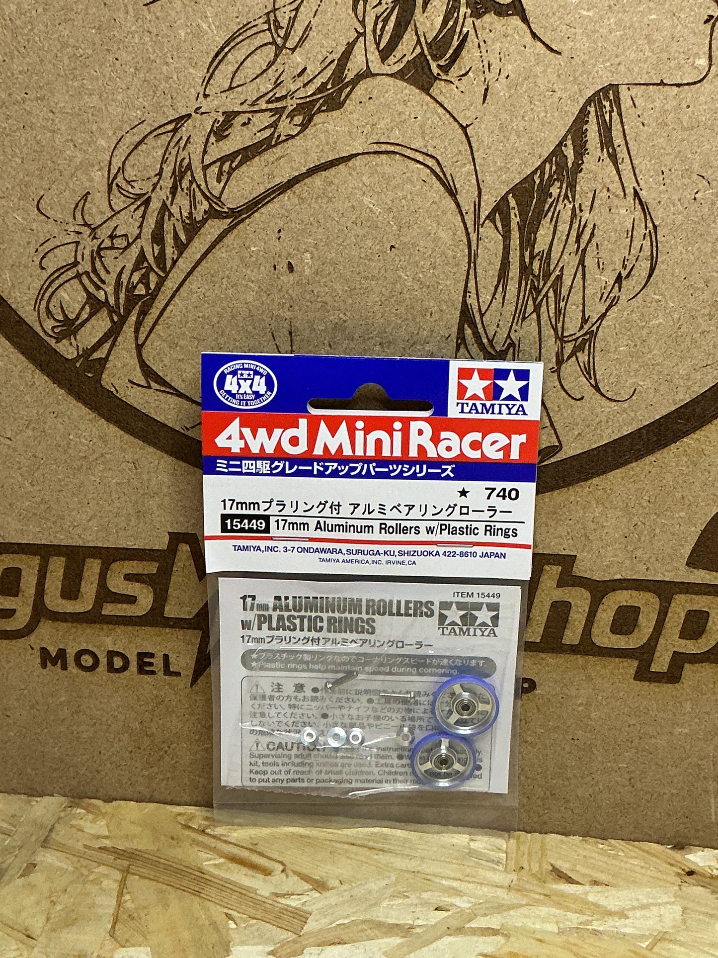 Tamiya 15449 17mm Aluminum Rollers con Anello in Plastica – Mini 4WD