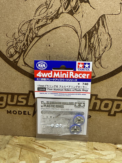Tamiya 15449 17mm Aluminum Rollers con Anello in Plastica – Mini 4WD