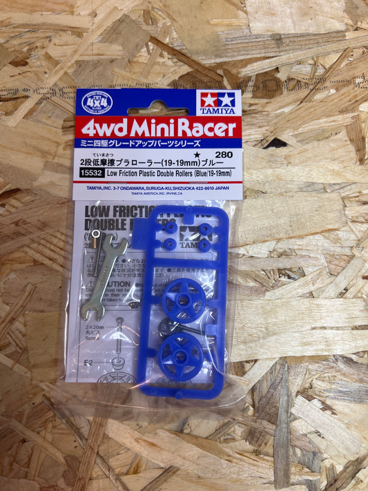 Tamiya 15532 – Doppie Rotelle Plastica 19-19 mm Blu – Mini 4WD