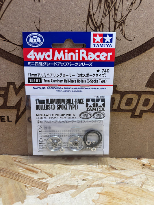 Tamiya 15161 17mm Aluminum Ball-Race Rollers (3-Spoke Type) – Mini 4WD Upgrade