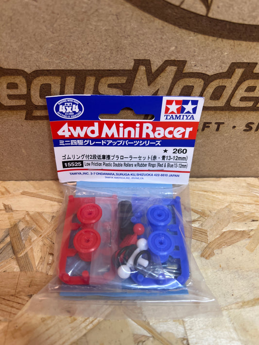 Tamiya 15525 – Doppie Rotelle Plastica 13-12 mm Rosso/Blu – Mini 4WD
