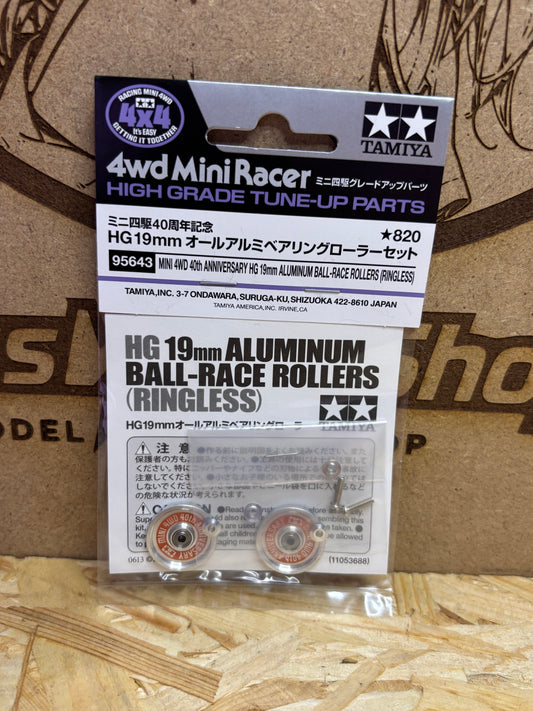 Tamiya HG 19mm Aluminum Ball-Race Rollers Ringless 40th Anniversary 95643