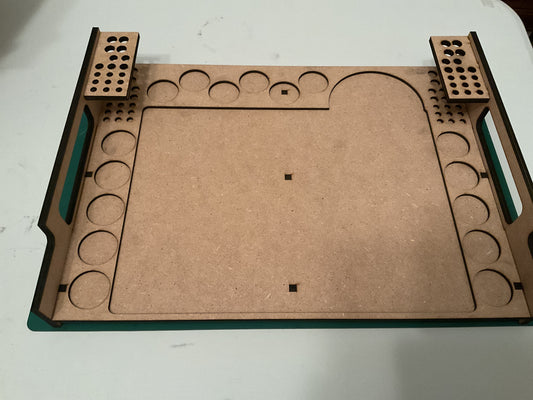 Postazione per pittura miniature in MDF – portacolori Citadel + portapennelli