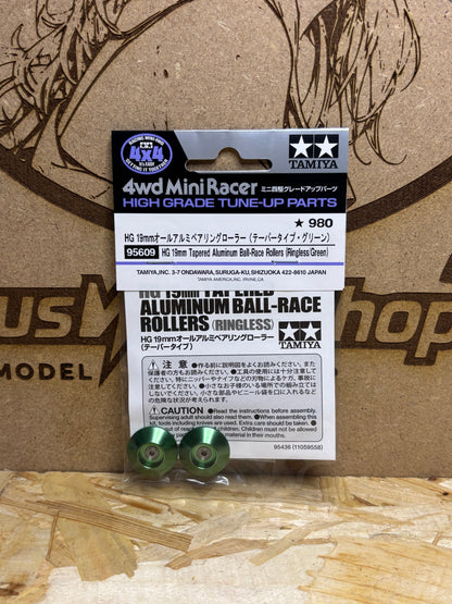 Tamiya HG 19mm Tapered Aluminum Rollers Green – Mini 4WD TA 95609