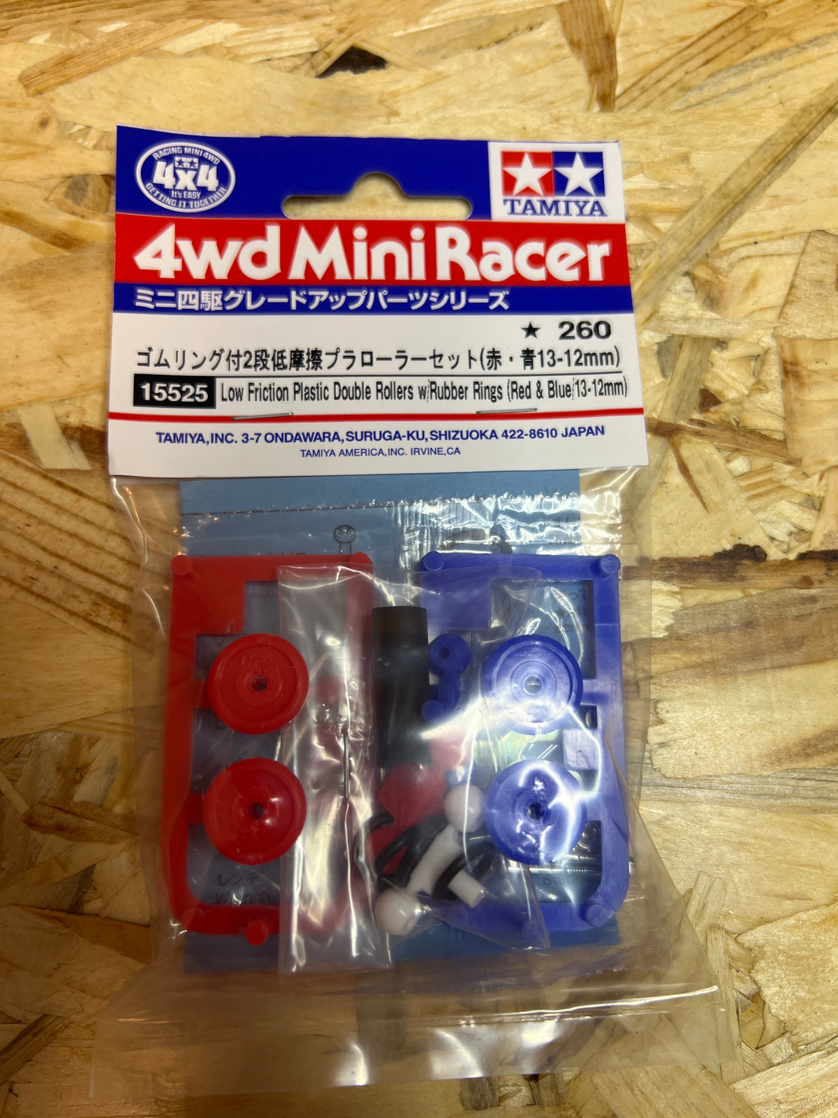Tamiya 15525 – Doppie Rotelle Plastica 13-12 mm Rosso/Blu – Mini 4WD