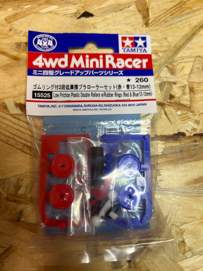 Tamiya 15525 – Doppie Rotelle Plastica 13-12 mm Rosso/Blu – Mini 4WD