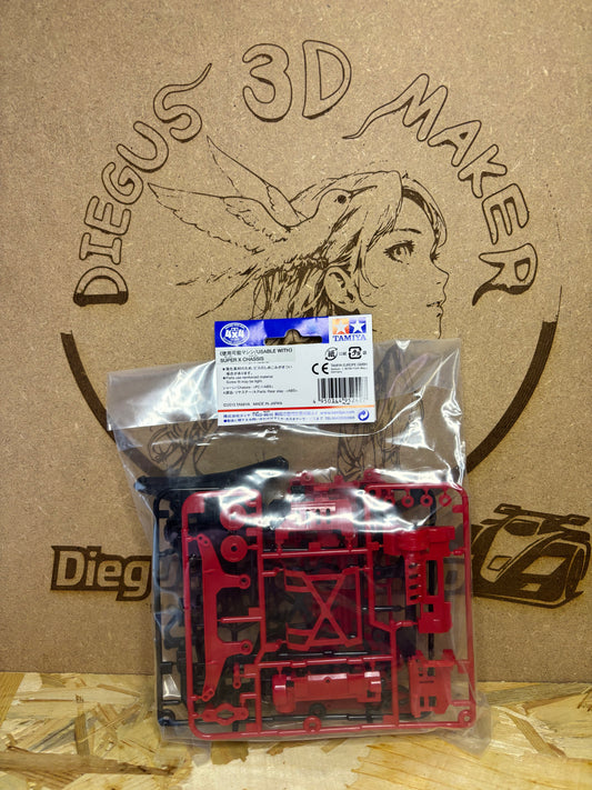 Tamiya TA95242 – Super X Reinforced Chassis Set (Red/Black) – Mini 4WD