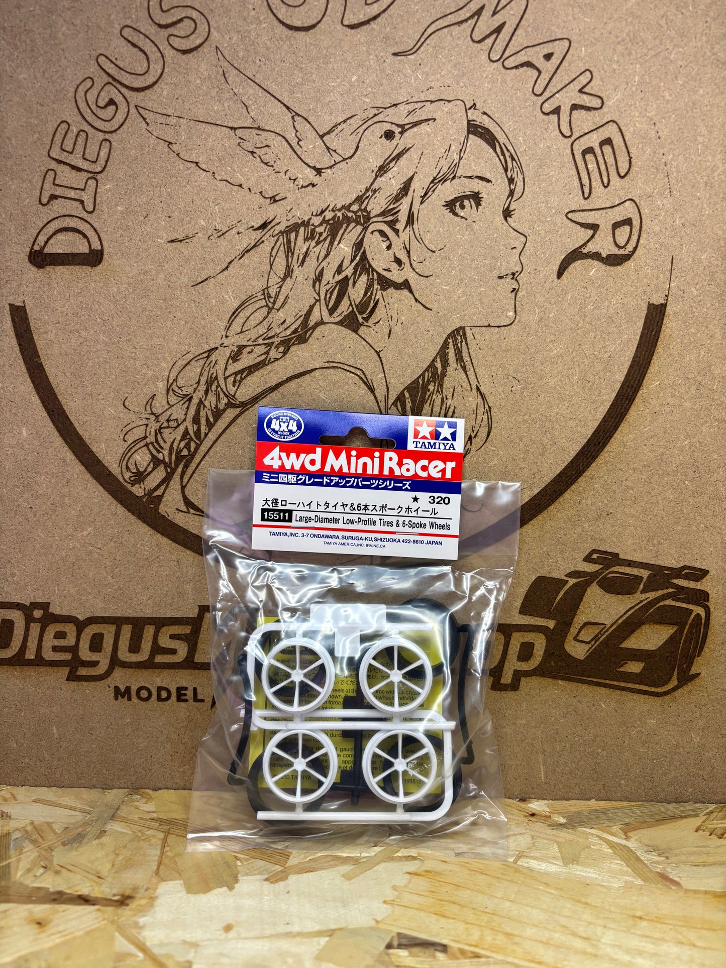 Tamiya 15511 – Gomme Large Diameter & Cerchi 6 Razze – Mini 4WD