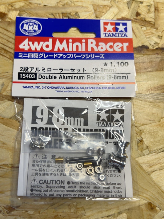 Tamiya 15403 – Double Aluminum Rollers 9–8 mm Mini 4WD